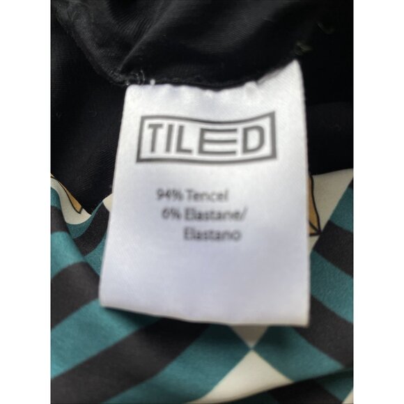 TILED Colorful Geometric Infinity Scarf 52" X 13" Made in Portugal Drapey Lined - Picture 6 of 10